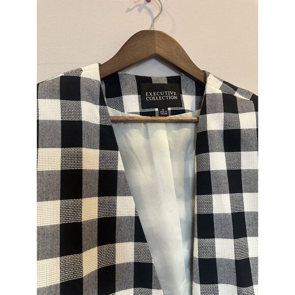 Executive Collection Vintage Black & White Checkered Blazer Size 14 – Gold Butto - Picture 7 of 11